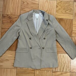H&M Light Beige Linen-Blend Blazer - Size S
